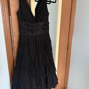 Maggy London Black Tiered Midi Dress